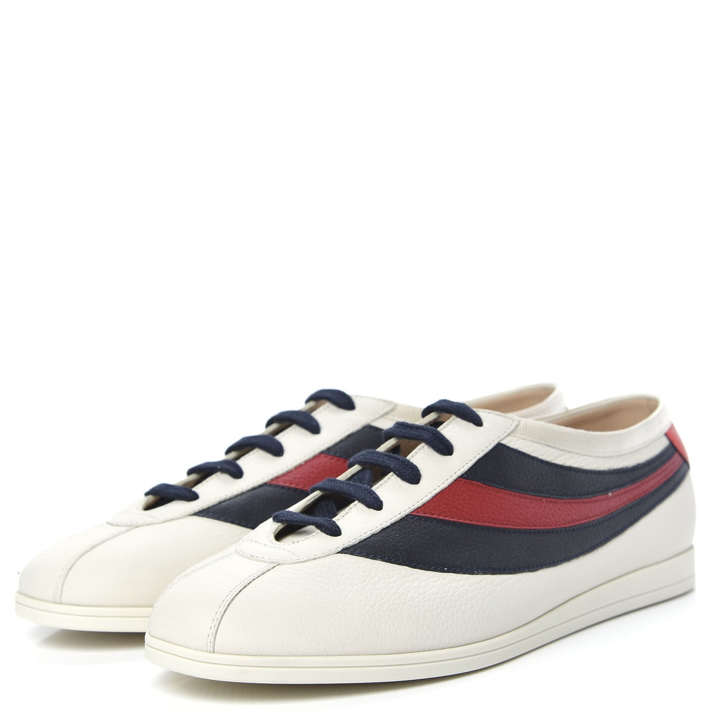 Calfskin Mens Web Falacer Sneakers 8 White Blue