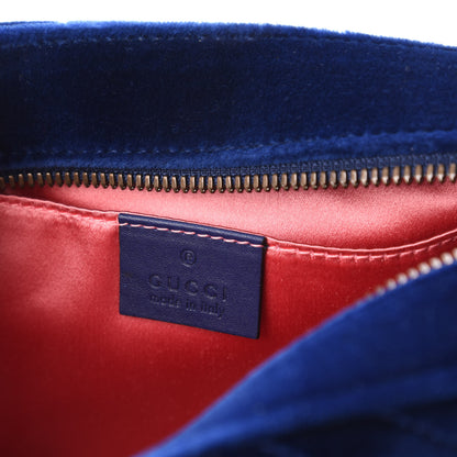 Gucci Velvet Matelasse Small GG Marmont Chain Shoulder Bag Cobalt 8 of 10
