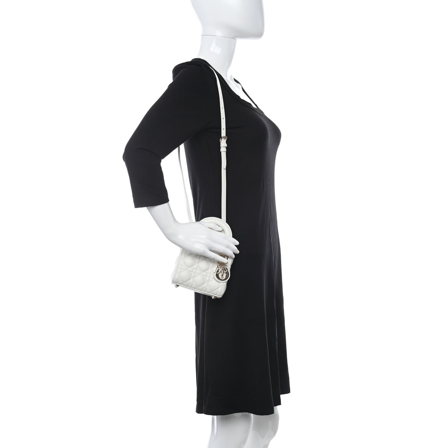 Christian Dior Lambskin Cannage Micro Lady Dior White 2 of 11