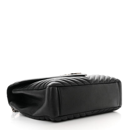 Saint Laurent Sheepskin Matelasse Chevron Monogram Large College Satchel Black 4 of 12