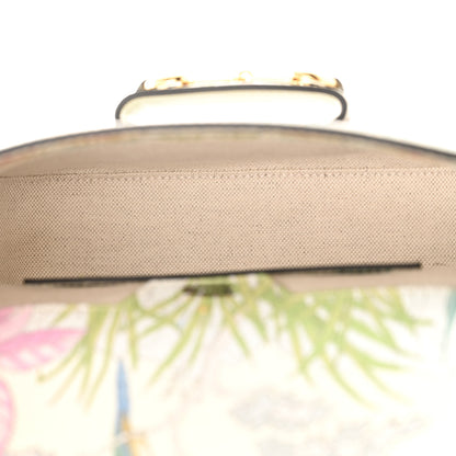 Gucci New Shangai Calfskin Tiger Savanah Web Mini Horsebit 1955 Shoulder Bag Chalky White Multicolor 5 of 12