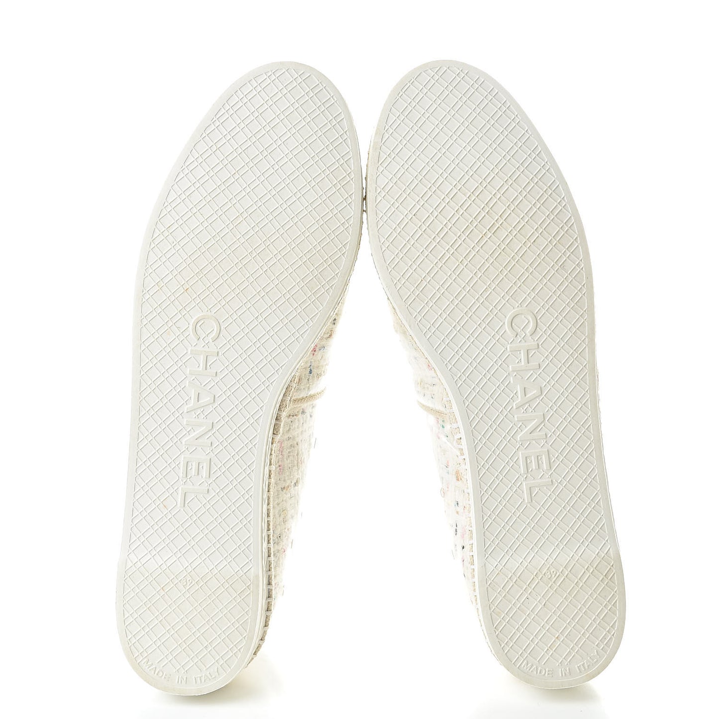PVC Tweed CC Espadrilles 39 Ecru Blue Transparent