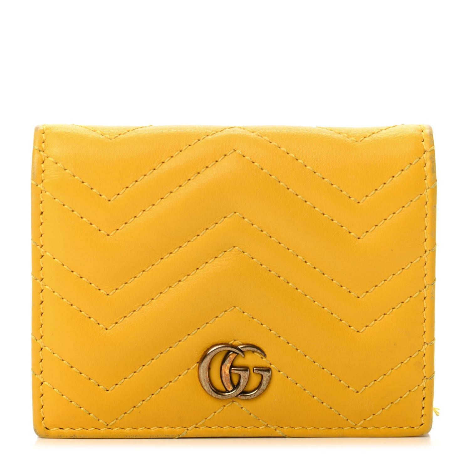 Gucci Calfskin Matelasse GG Marmont Card Case Stone Topaz 1 of 6