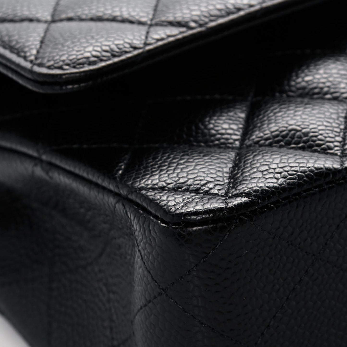 Caviar Quilted Medium Double Flap Black