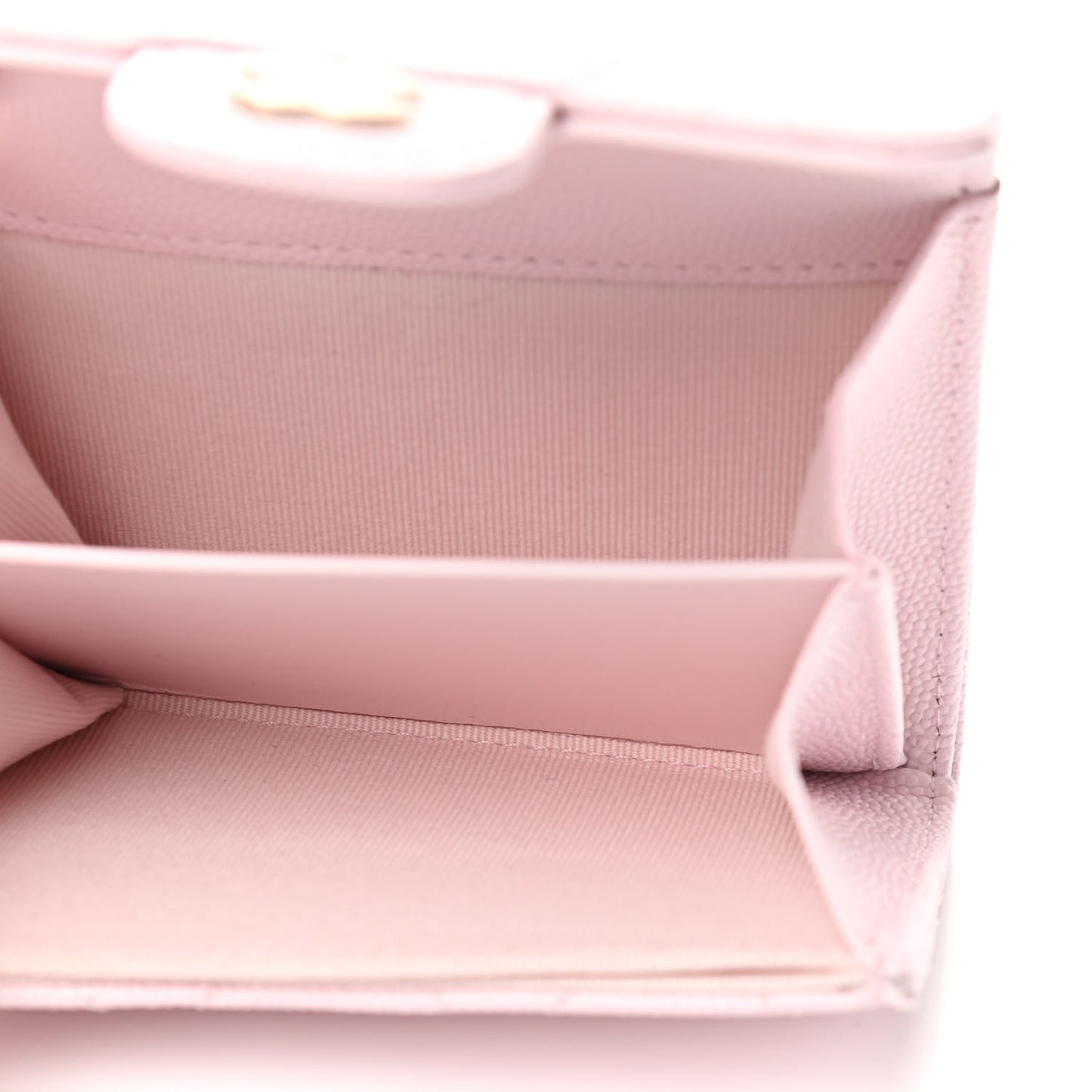 Caviar Quilted Flap Card Holder Wallet Light Pink