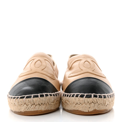 Chanel Lambskin CC Espadrilles 38 Beige Black 2 of 9