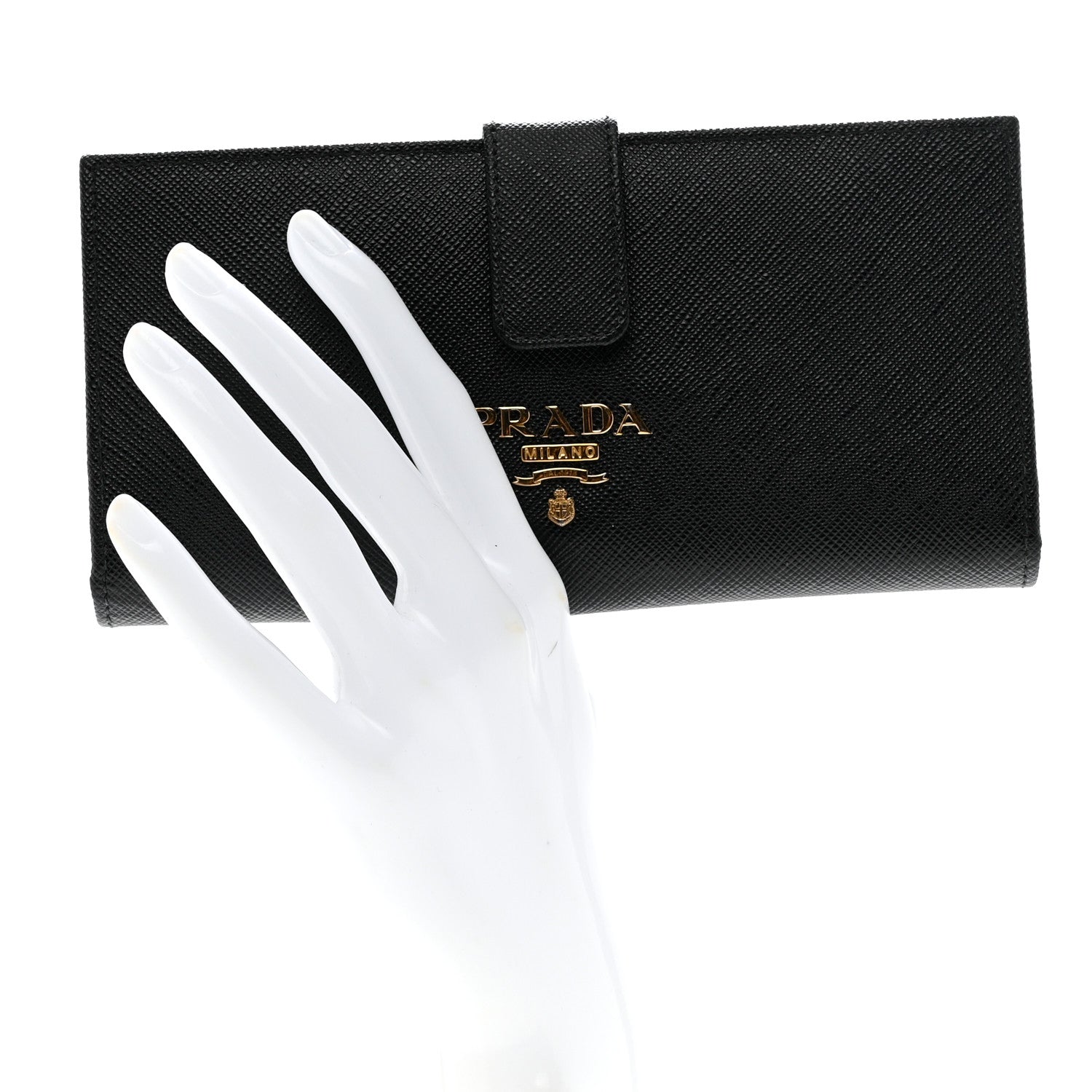 Prada Saffiano Metal Large Wallet Black 2 of 6