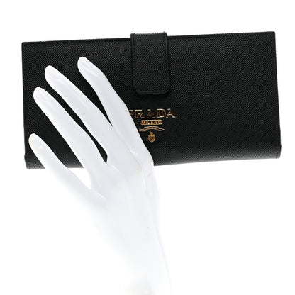 Prada Saffiano Metal Large Wallet Black 2 of 6