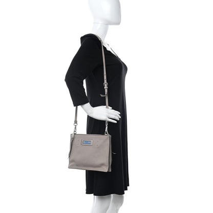 Prada Glace Calf Etiquette Double Zip Crossbody Bag Pomice Astrale 2 of 13