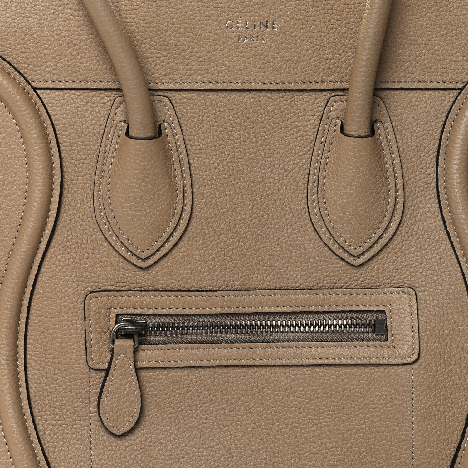 Celine Drummed Calfskin Micro Luggage Dune 7 of 10