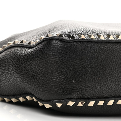 Valentino Garavani Pebbled Calfskin Small Rockstud Flip-Lock Messenger Bag Black 8 of 12