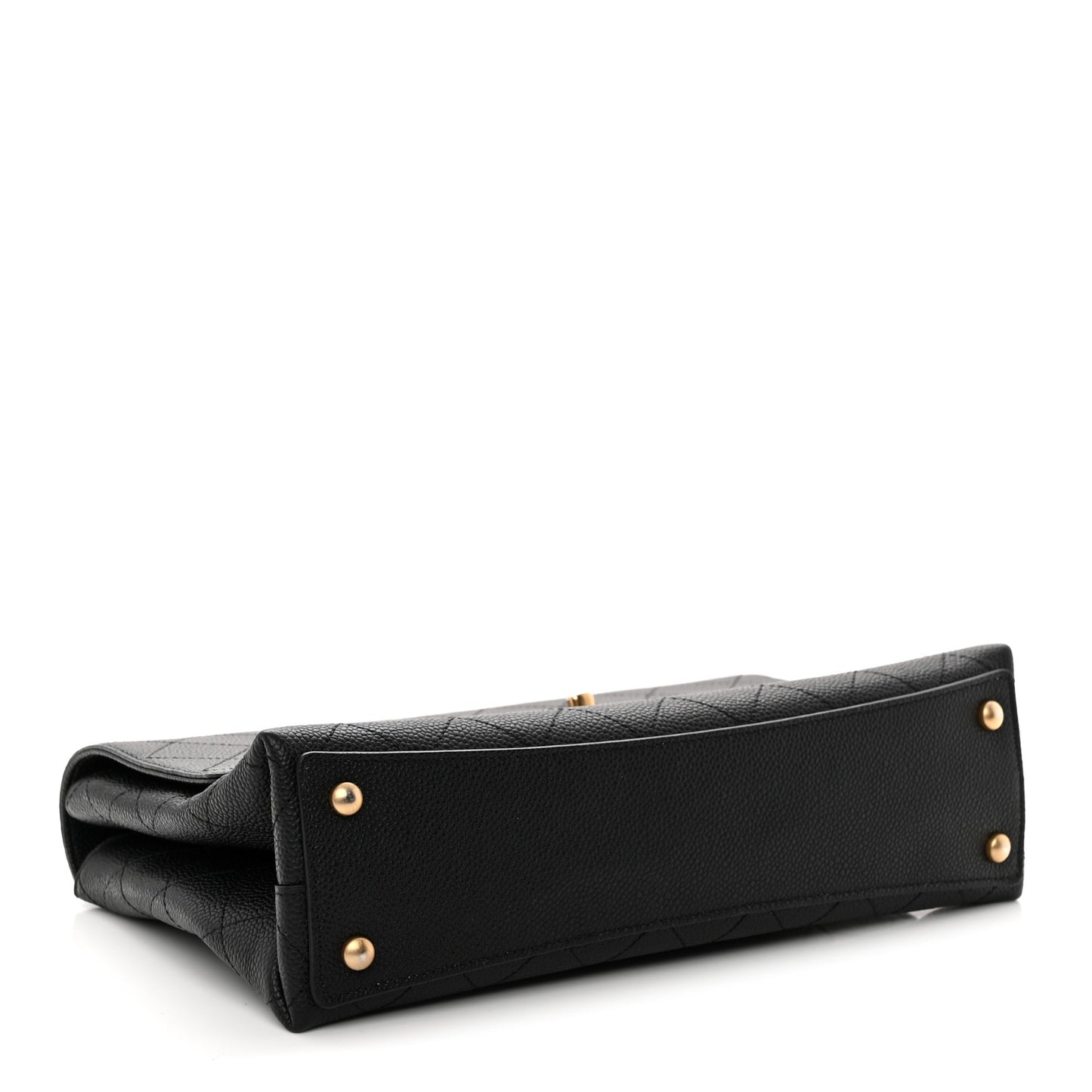 Grained Calfskin Stitched Flap Black