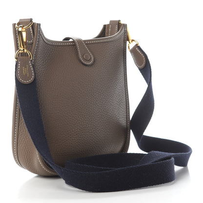 Hermes Taurillon Clemence Amazone Evelyne TPM Etoupe Bleu Indigo 3 of 9