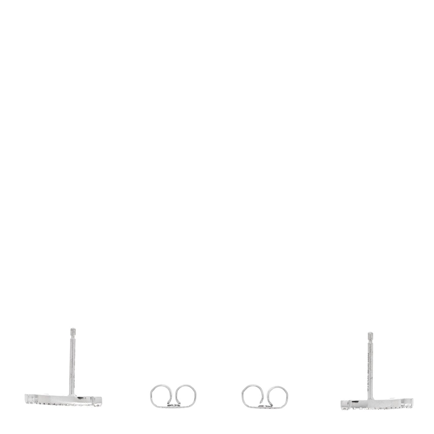 Tiffany 18K White Gold Diamond T Smile Earrings 3 of 4