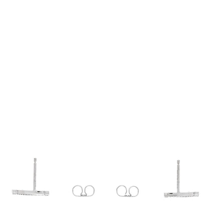 Tiffany 18K White Gold Diamond T Smile Earrings 3 of 4