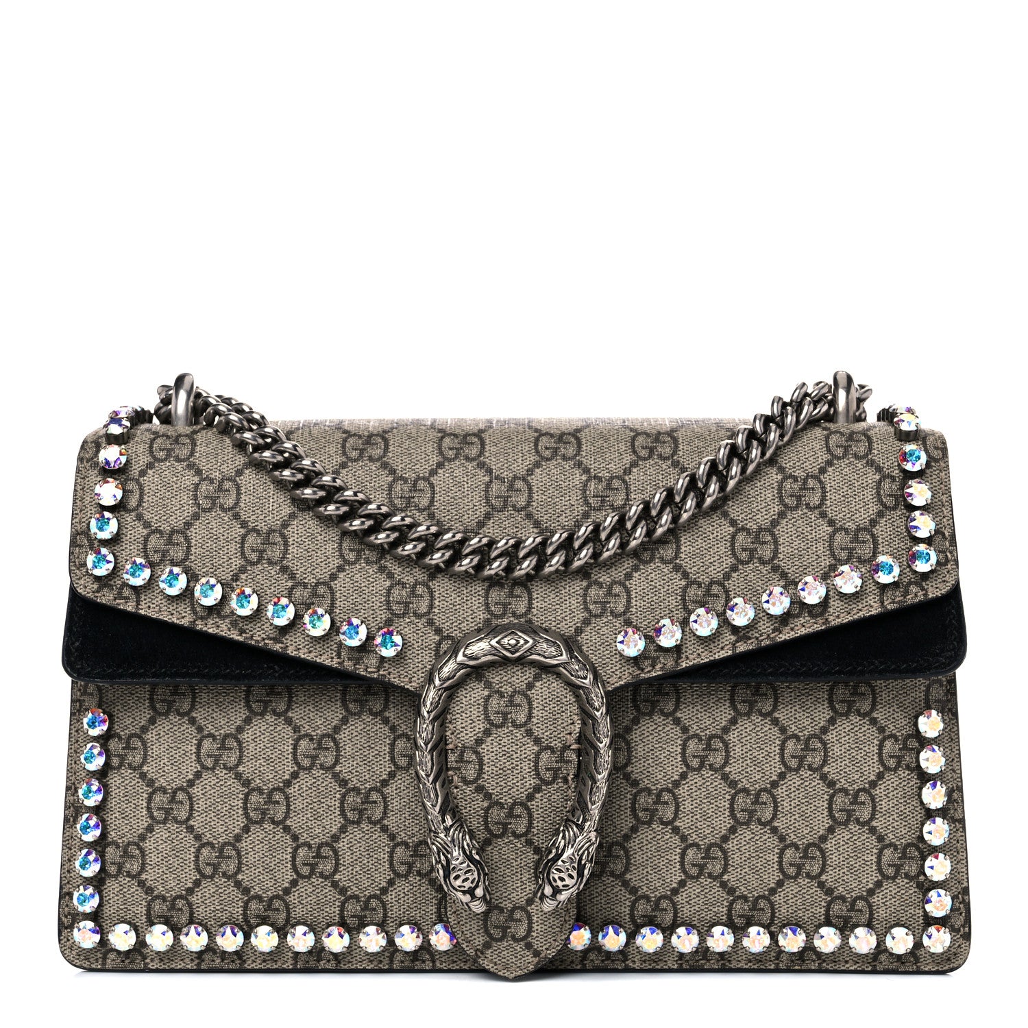 Gucci GG Supreme Monogram Crystal Small Dionysus Shoulder Bag Black 1 of 18