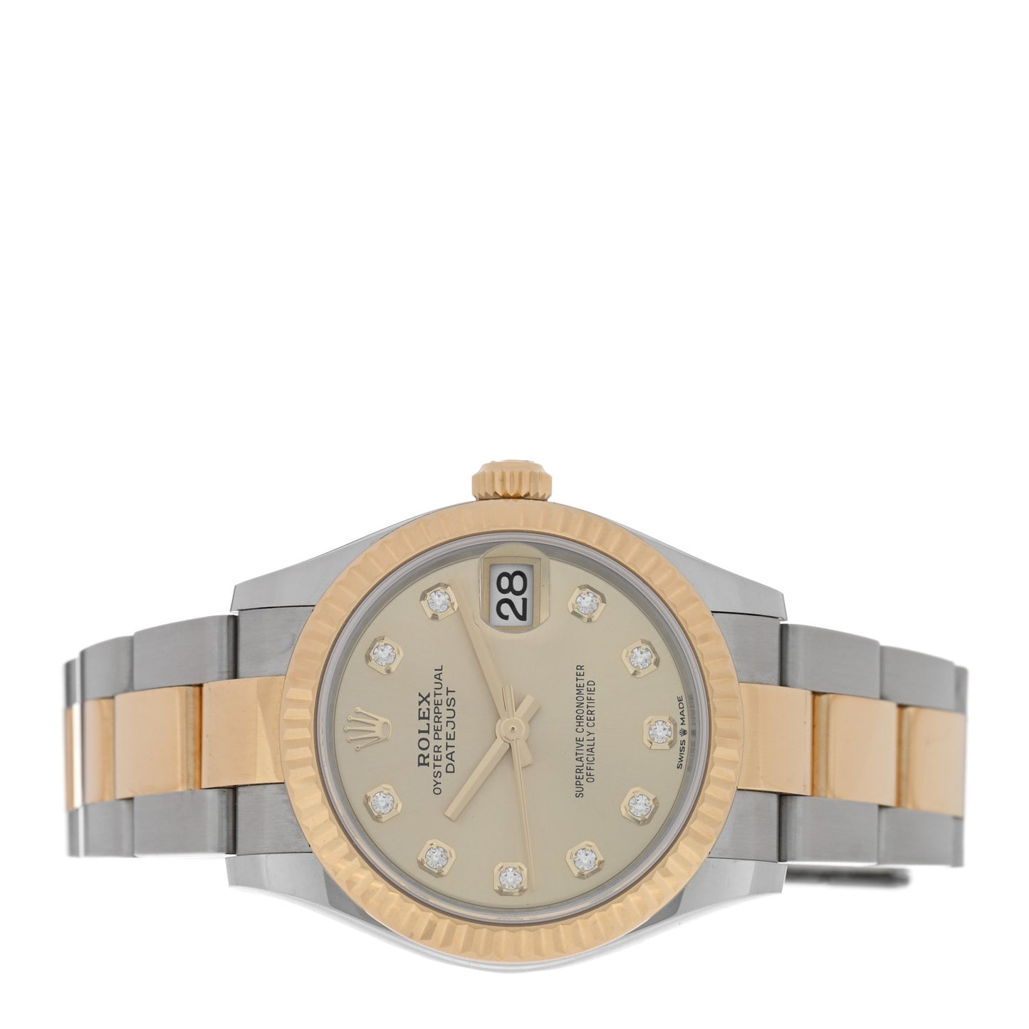 Stainless Steel 18K Yellow Gold Diamond 31mm Oyster Perpetual Datejust Watch Champagne 278273