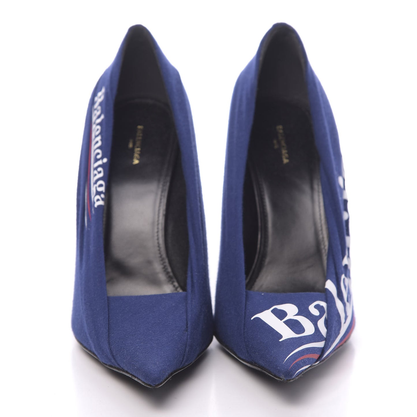 Jersey Crepe Political Campaign Logo Knife 115 Pointed Pumps 40 Pacifique White Rouge