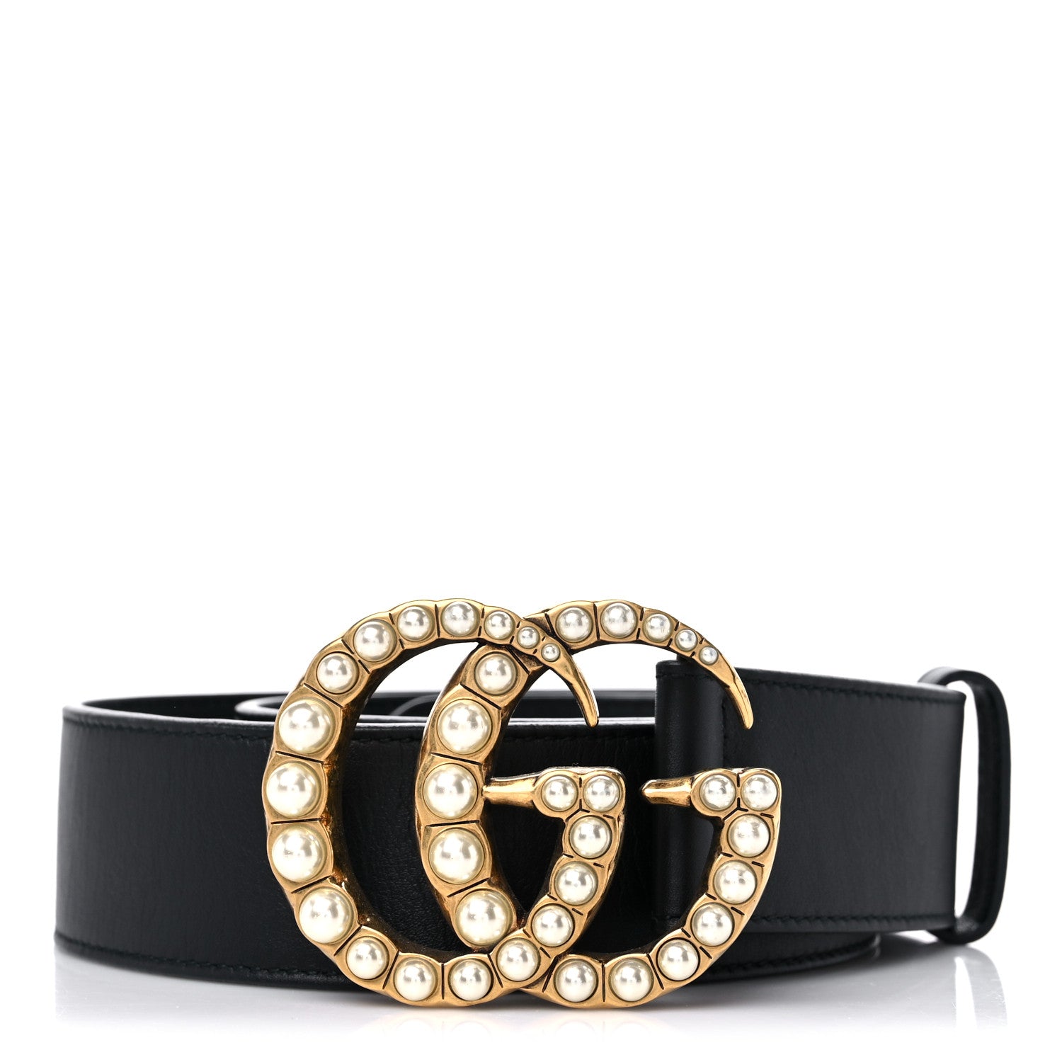 Gucci Moon Calfskin Pearl Double G 40mm Belt 85 34 Black Cream 1 of 4