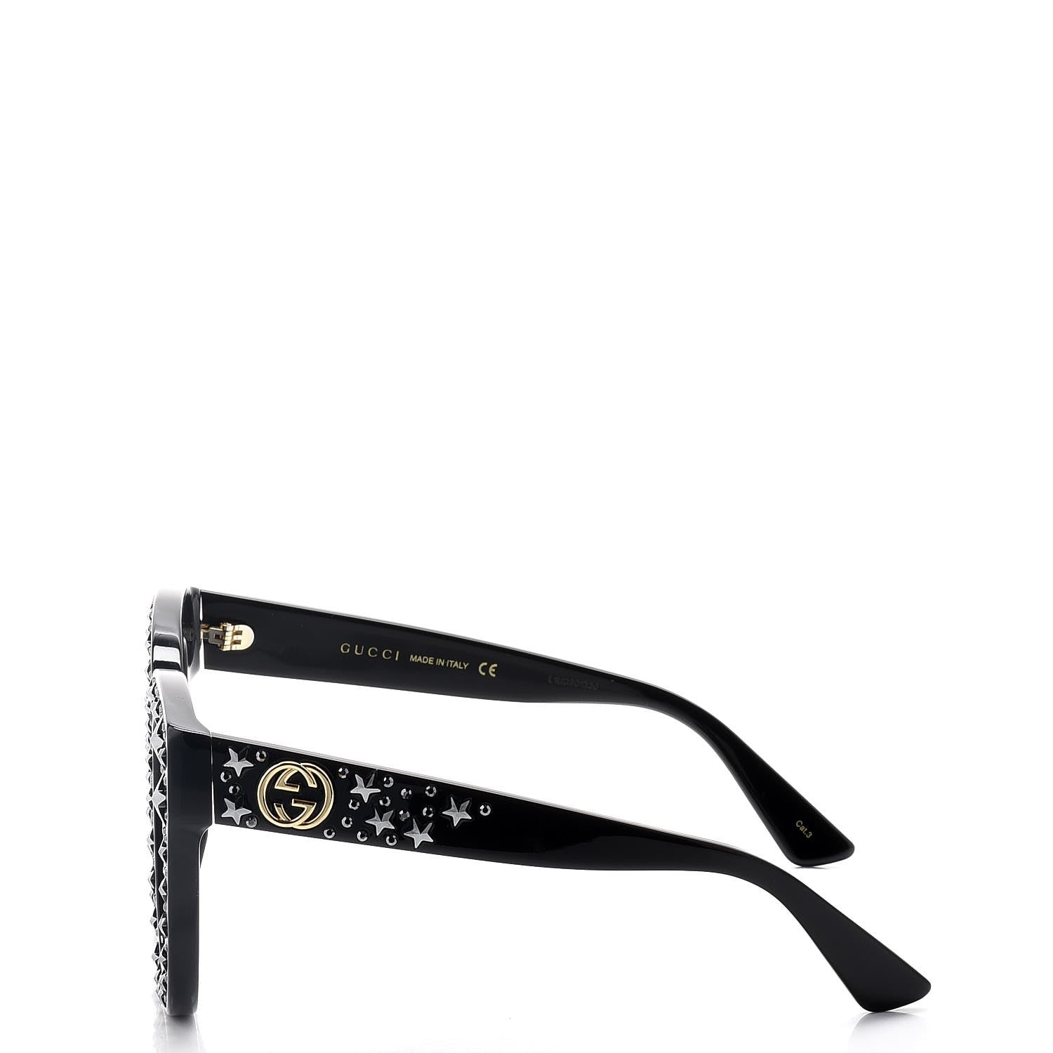 Gucci Acetate Stars Cat Eye Sunglasses GG0116S Black 3 of 10