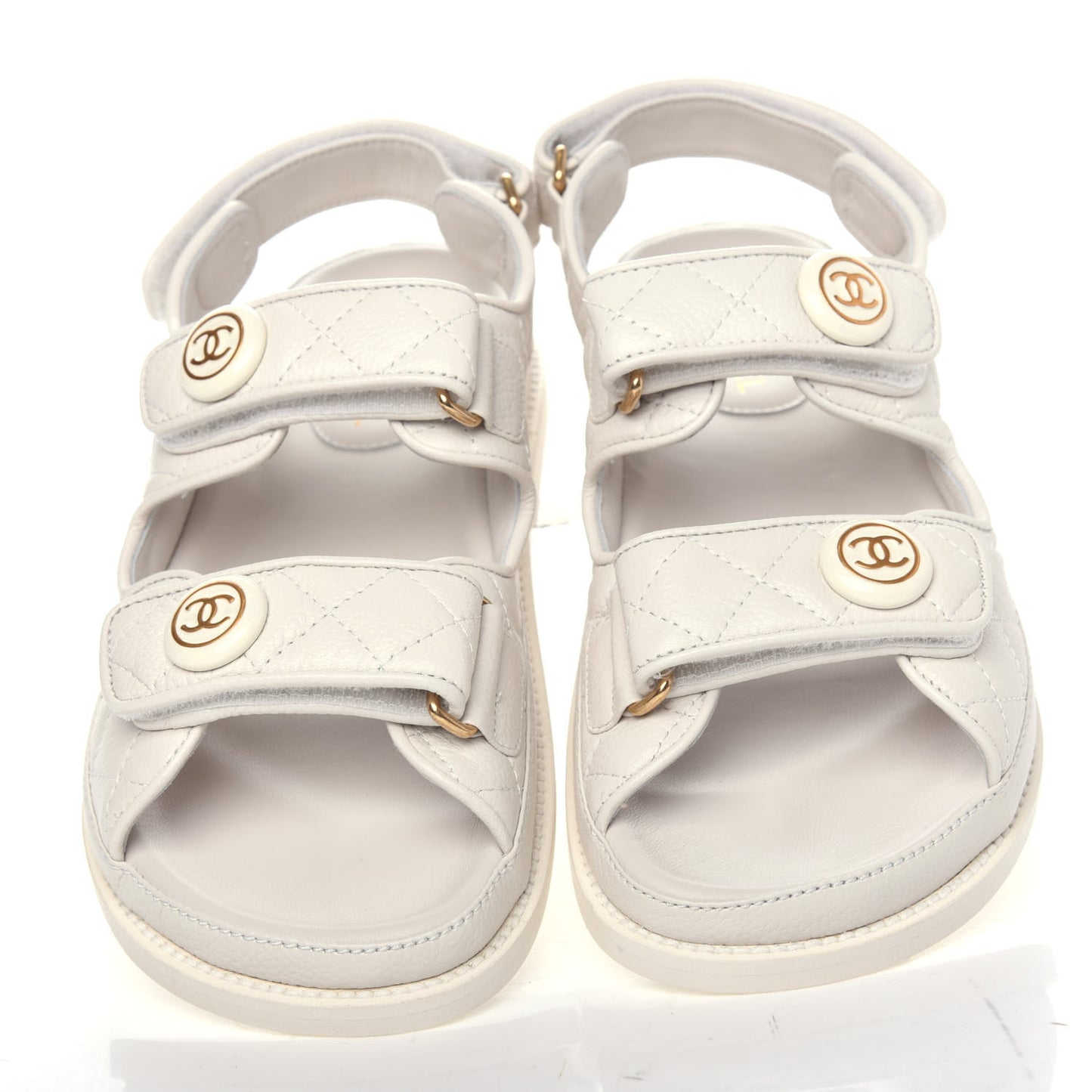Grained Calfskin Velcro Dad Sandals 35.5 White
