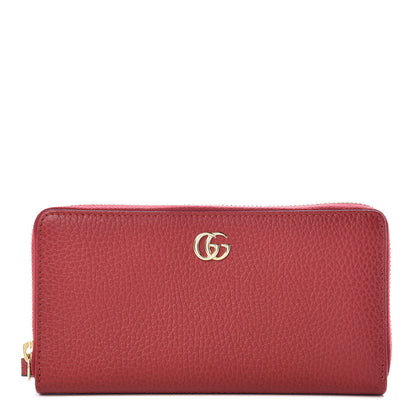 Gucci Dollar Calfskin GG Marmont Zip Around Wallet Hibiscus Red 1 of 7