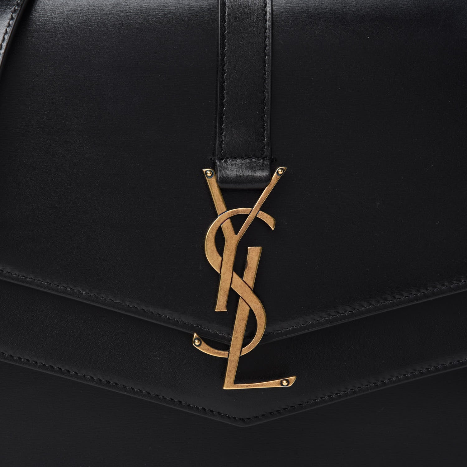 Saint Laurent Smooth Calfskin Monogram Medium Sulpice Shoulder Bag Black 10 of 10