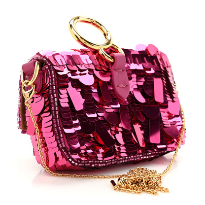 Fendi Sequin Paillettes Shiny Nappa Sex and the City Nano Maxi Buckle Baguette Charm Ciclamino Pilar 3 of 11