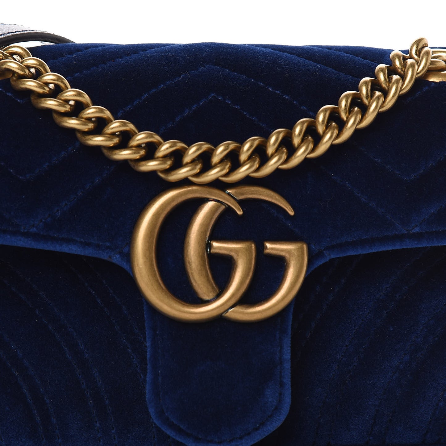 Velvet Matelasse Mini GG Marmont Shoulder Bag Cobalt Blue