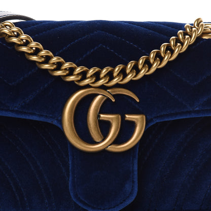 Gucci Velvet Matelasse Mini GG Marmont Shoulder Bag Cobalt Blue 10 of 10