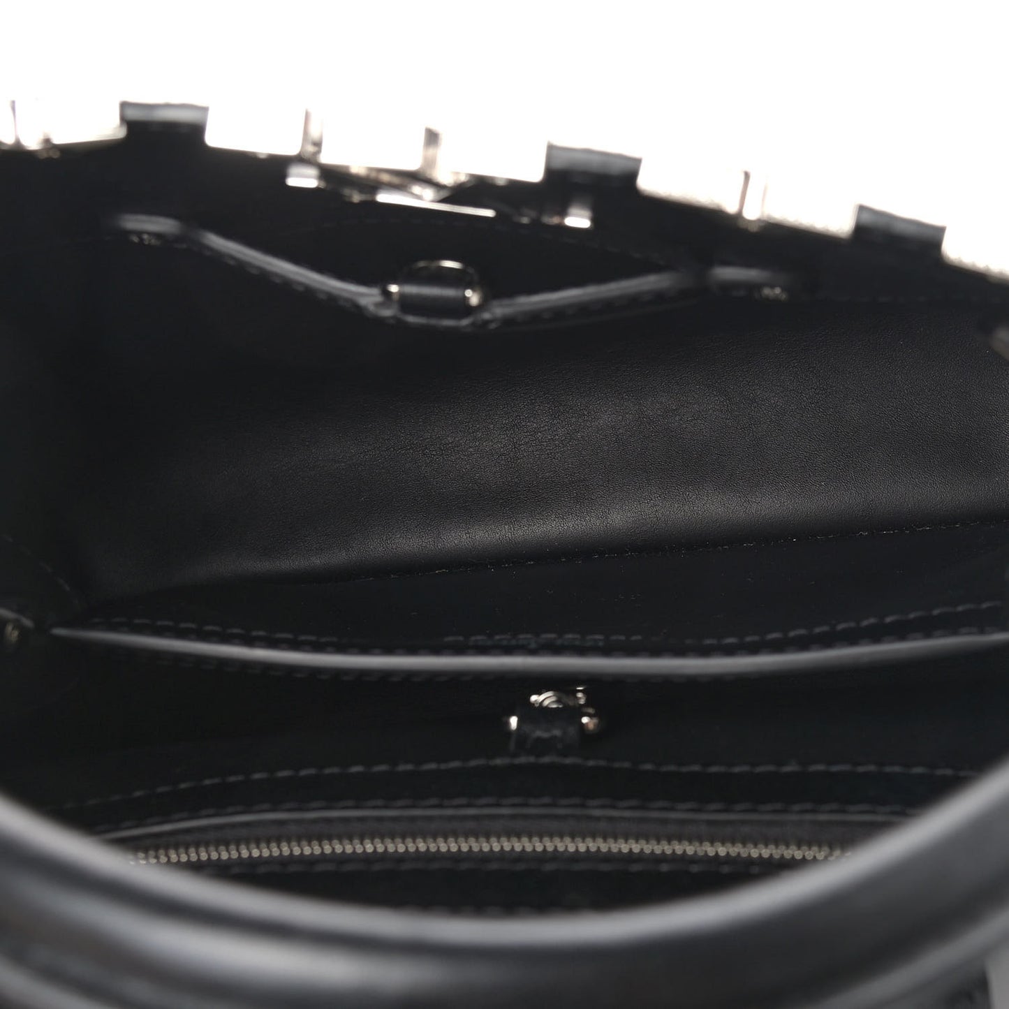 Smooth Calfskin Crystal Flowers Capucines BB Black