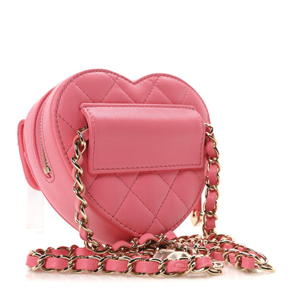 Chanel Lambskin Quilted CC In Love Heart Waist Belt Bag With Chain Pink 3 of 11
