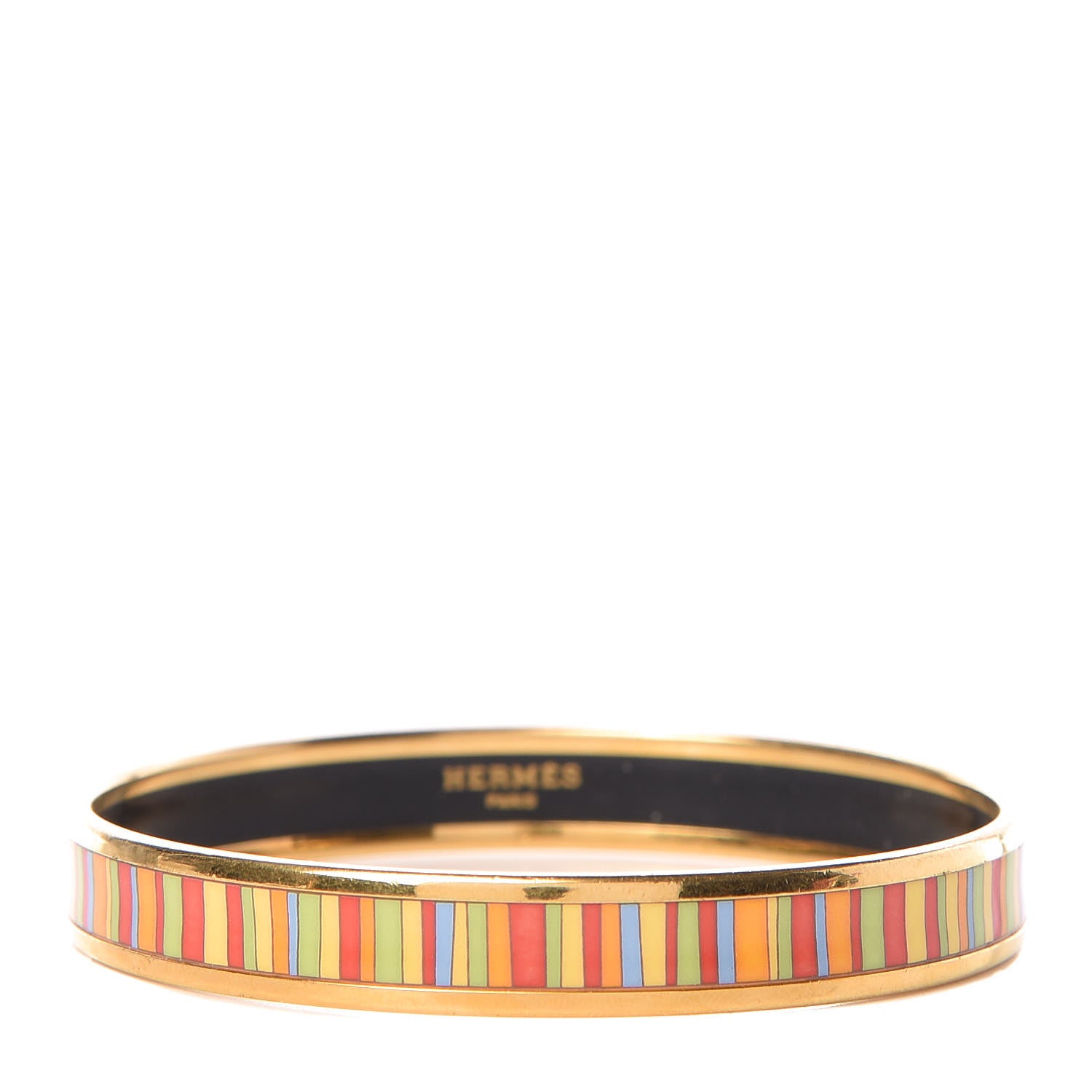 Hermes Enamel Printed Stripes Narrow Bracelet 70 1 of 5