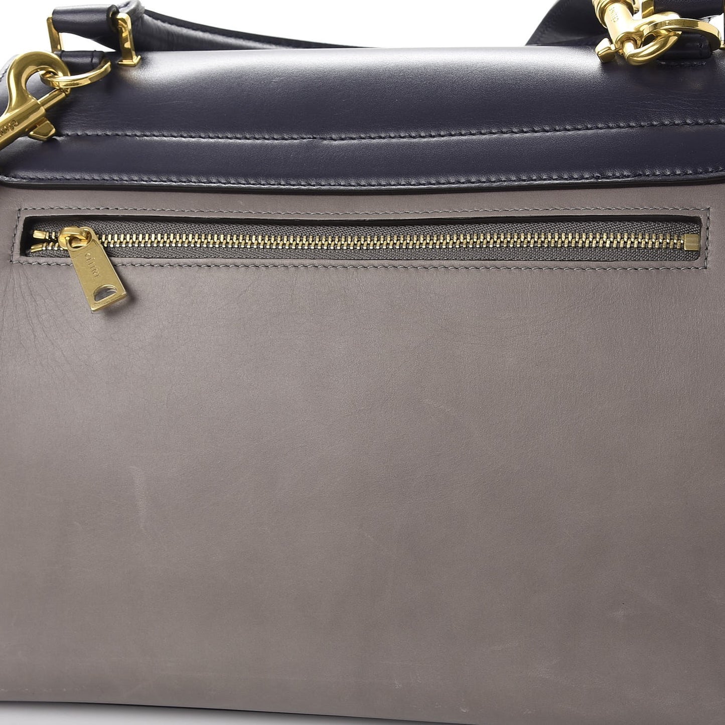 Sleek Calfskin Small Tri-Color Trapeze Dark Blue