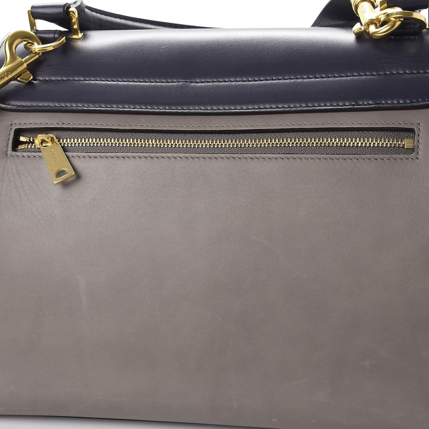 Celine Sleek Calfskin Small Tri-Color Trapeze Dark Blue 17 of 17