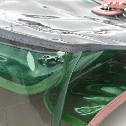 Chanel PVC Lambskin Stitched Medium Coco Splash Shopping Bag Green Pink 11 of 15