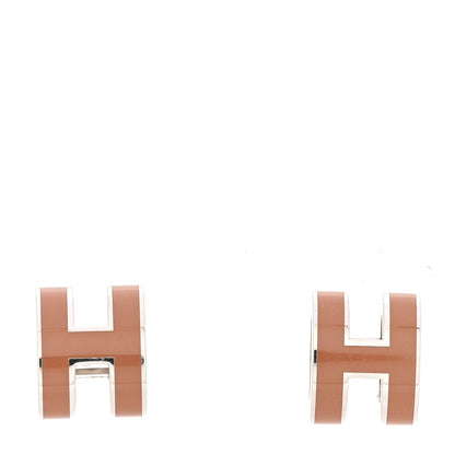 Hermes Palladium Lacquered Mini Pop H Earrings New Gold 1 of 6