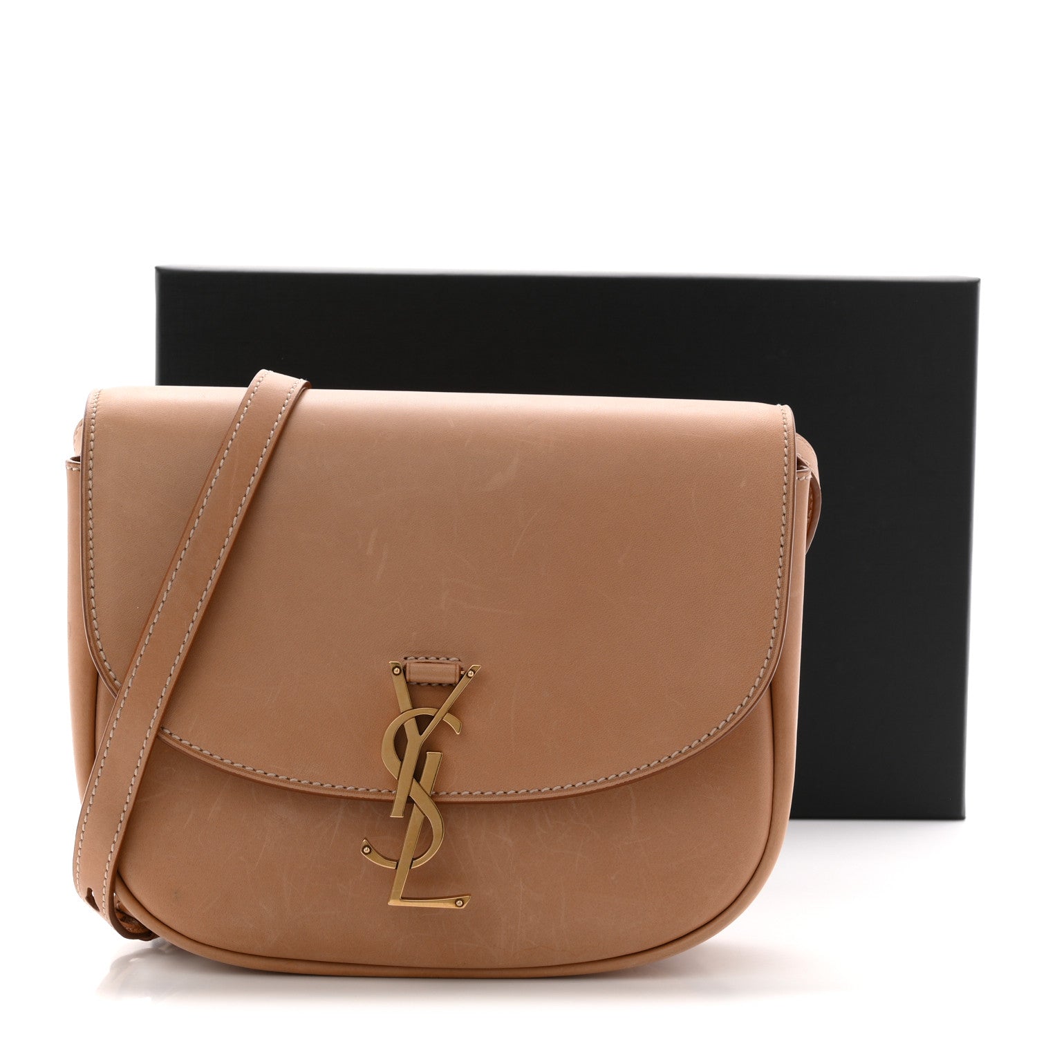 Saint Laurent Smooth Vintage Calfskin Monogram Medium Kaia Satchel Gold 15 of 15
