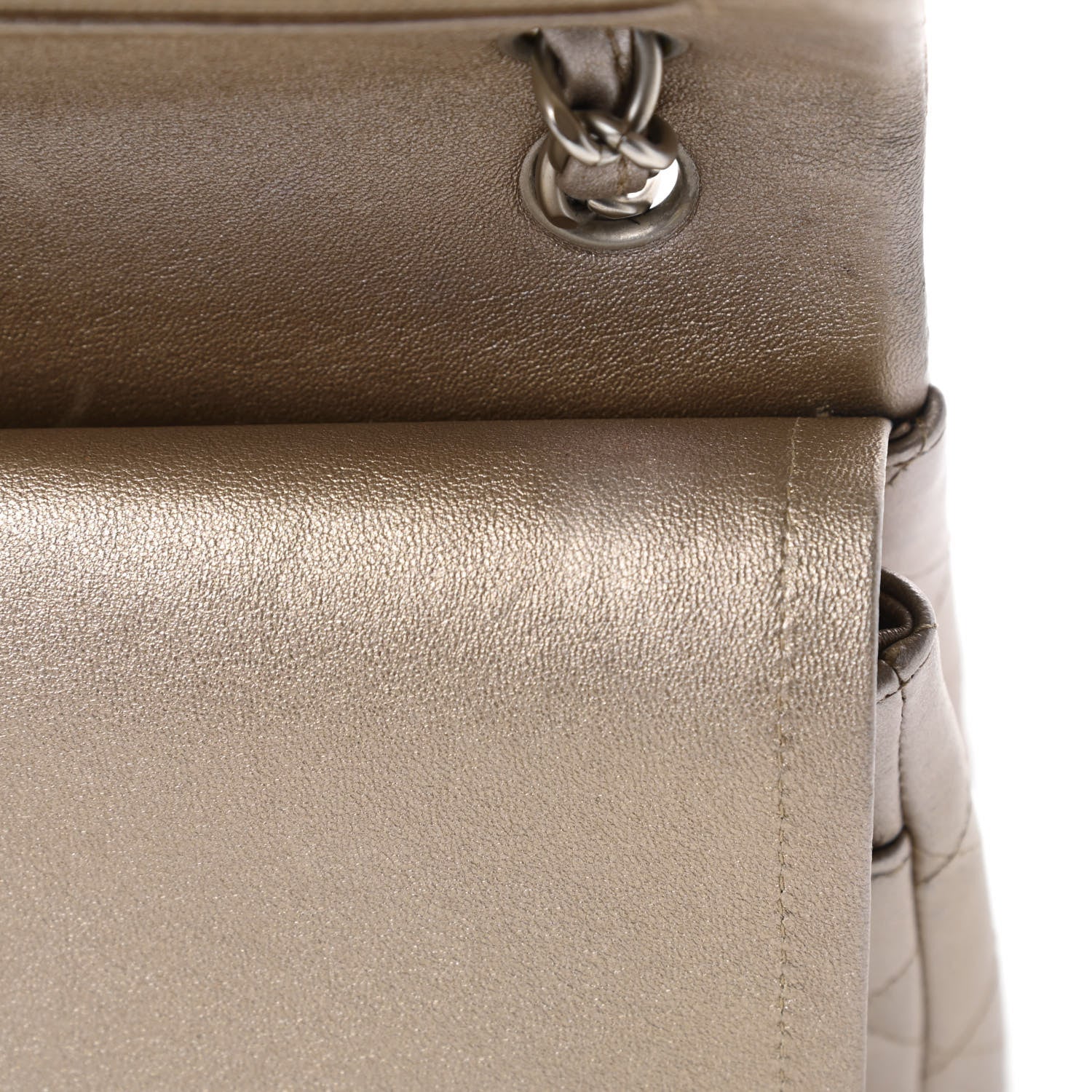 Chanel Metallic Lambskin Quilted Jumbo Double Flap Gold 12 of 17