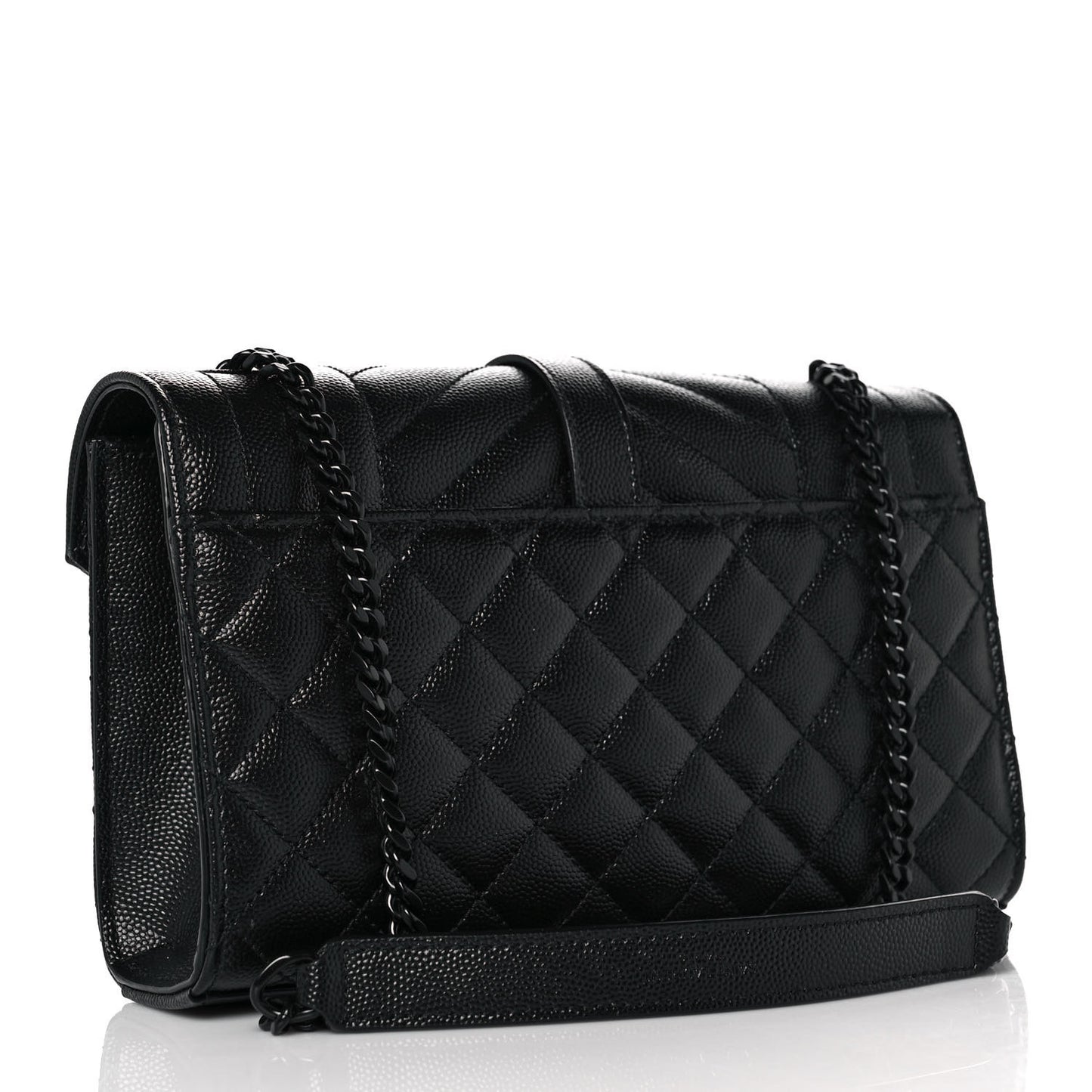 Grain De Poudre Textured Mixed Matelasse Triquilt Small Monogram Satchel Black