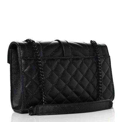 Saint Laurent Grain De Poudre Textured Mixed Matelasse Triquilt Small Monogram Satchel Black 2 of 7