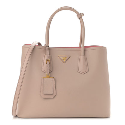 Prada Saffiano Cuir Large Double Bag Cammeo Rosa 1 of 11