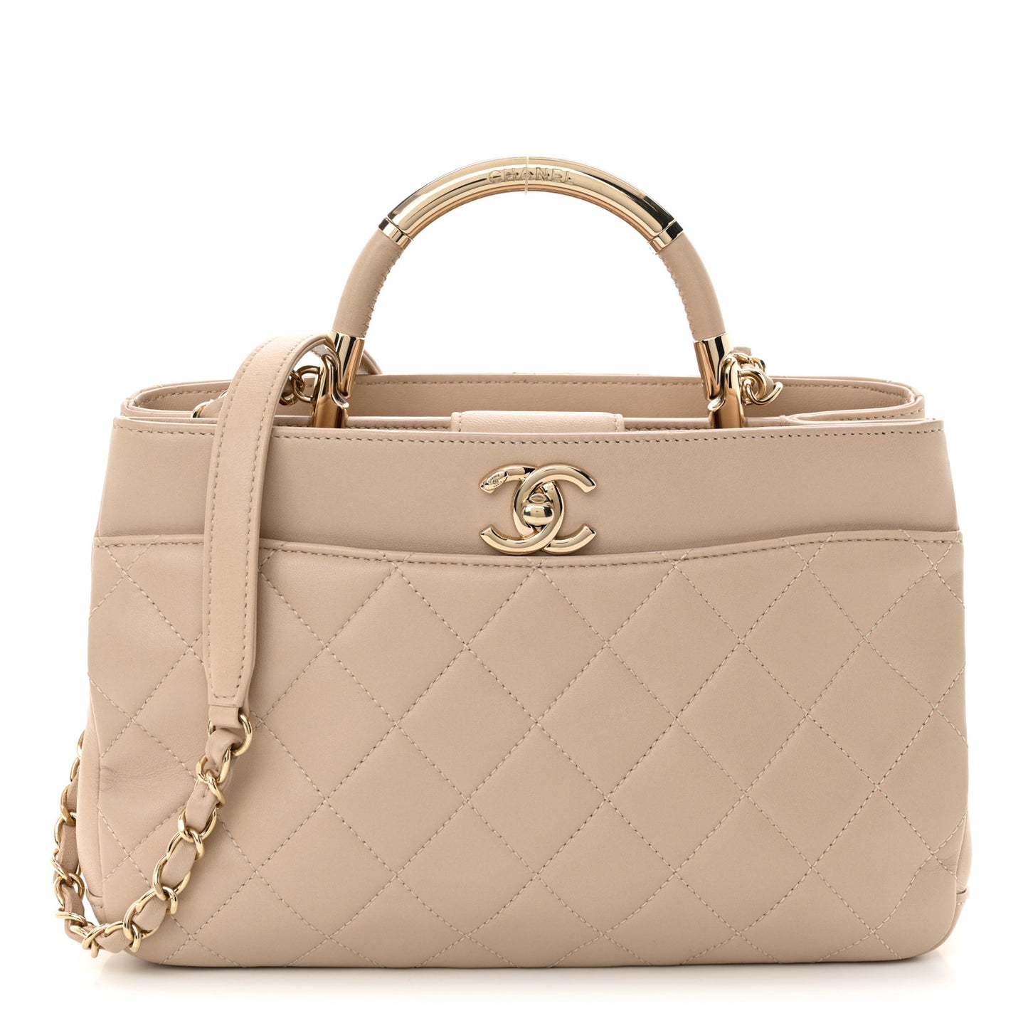 Lambskin Carry Chic Shopping Tote Beige
