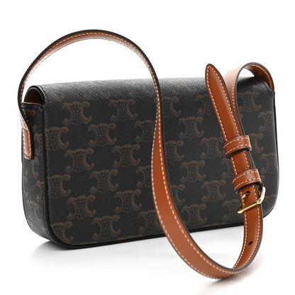 Celine Canvas Calfskin Triomphe Shoulder Bag Tan 3 of 11