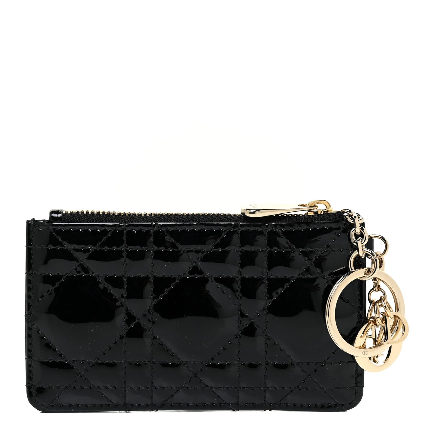 Patent Cannage Lady Dior Card Holder Black