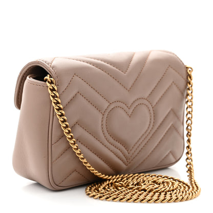 Gucci Calfskin Matelasse Super Mini GG Marmont Shoulder Bag Porcelain Rose 3 of 13