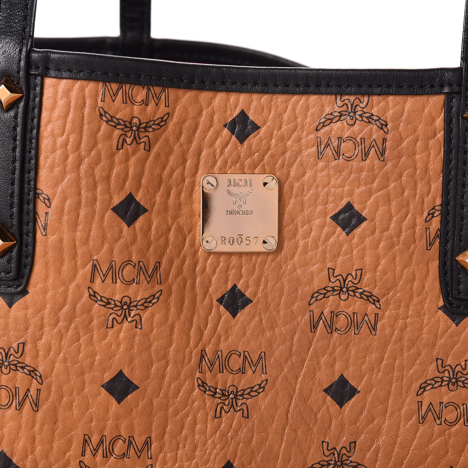 MCM Visetos Medium Project Reversible Shopper Tote Cognac 13 of 25