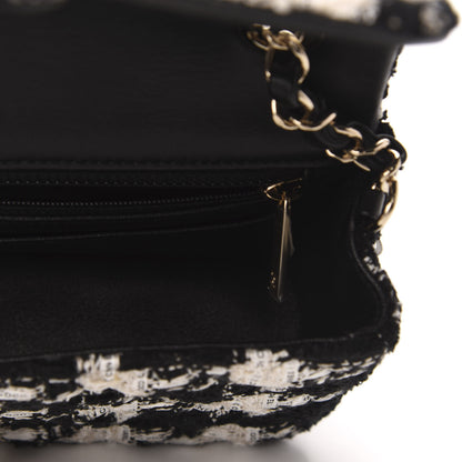 Chanel Tweed Quilted Mini Rectangular Flap Black Ecru White 7 of 9