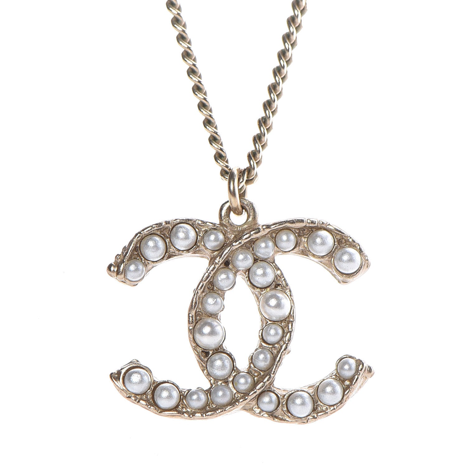 Chanel Pearl CC Pendant Necklace Gold 4 of 8