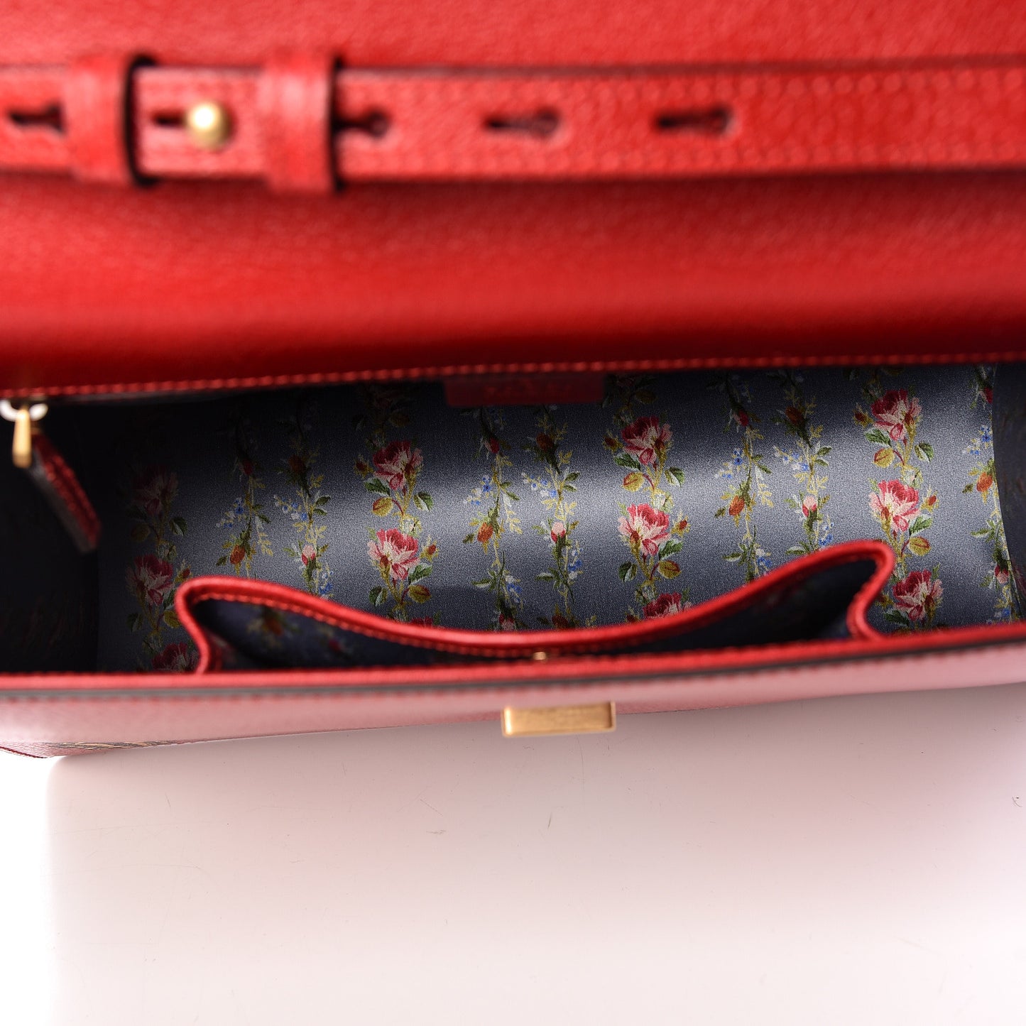 Calfskin Bamboo Web Medium Falena Moth Top Handle Bag Hibiscus Red